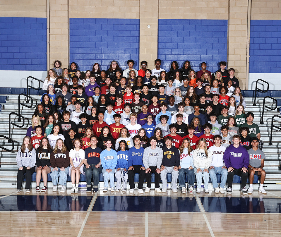 A group of students posing for a photo during Sierra Canyon Class 2025 College Day