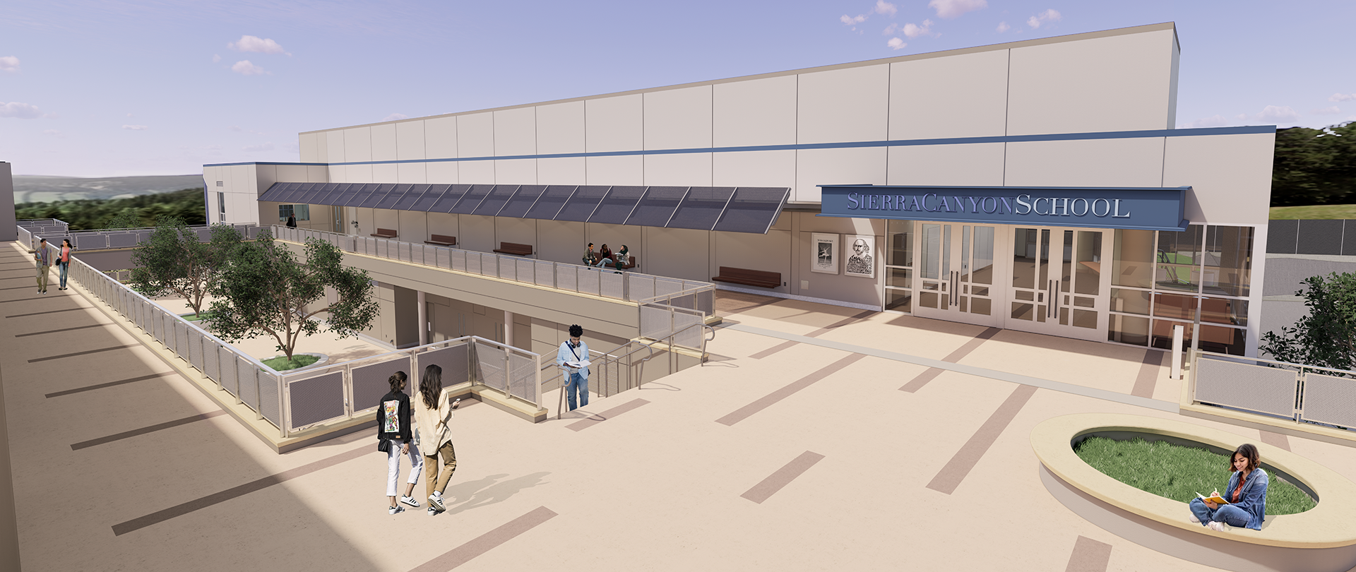 A rendering of the exterior of the new Everest Family Center for the Arts. Support the school annual fund!
